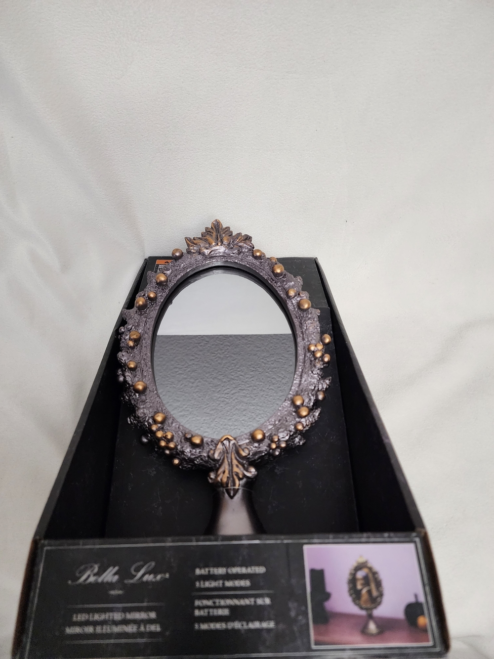 Ornate Oval LED LIGHTUP Accent Mirror in Antique Bronze and Gold